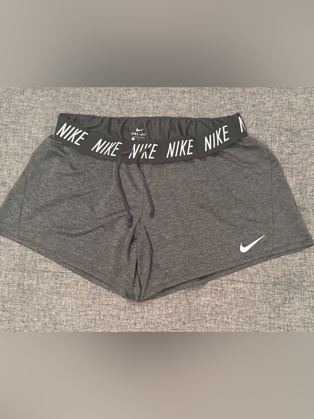 Nike Women's Dri-FIT Dark Grey w/ Black Rolled Waist Athletic Shorts